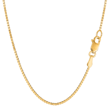 Jewelry Affairs 14k Yellow Solid Gold Mirror Box Chain Necklace, 1.2mm