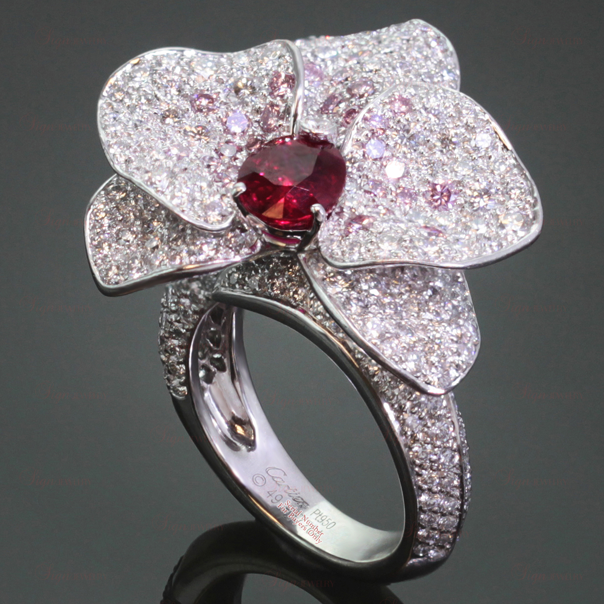 Cartier Caresse D'Orchidees Ruby, Pink And White Diamond ring
