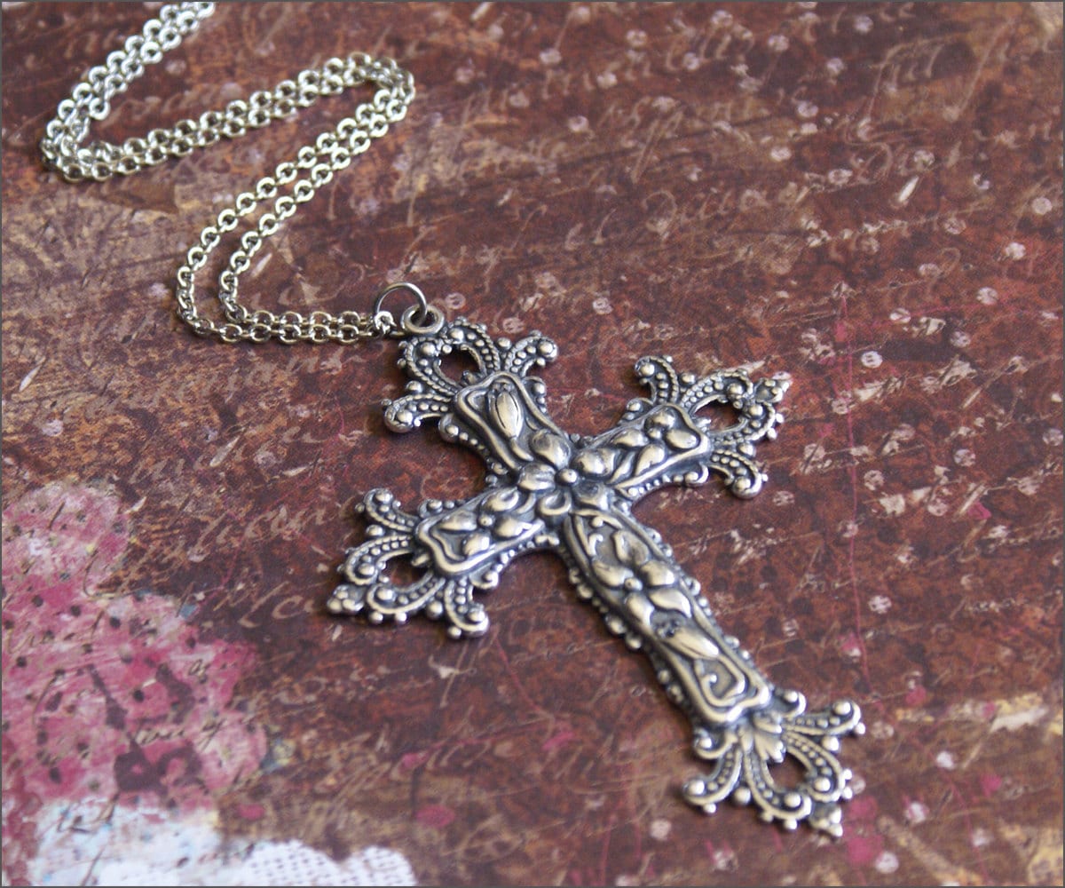 Silver Cross Necklace-large Cross