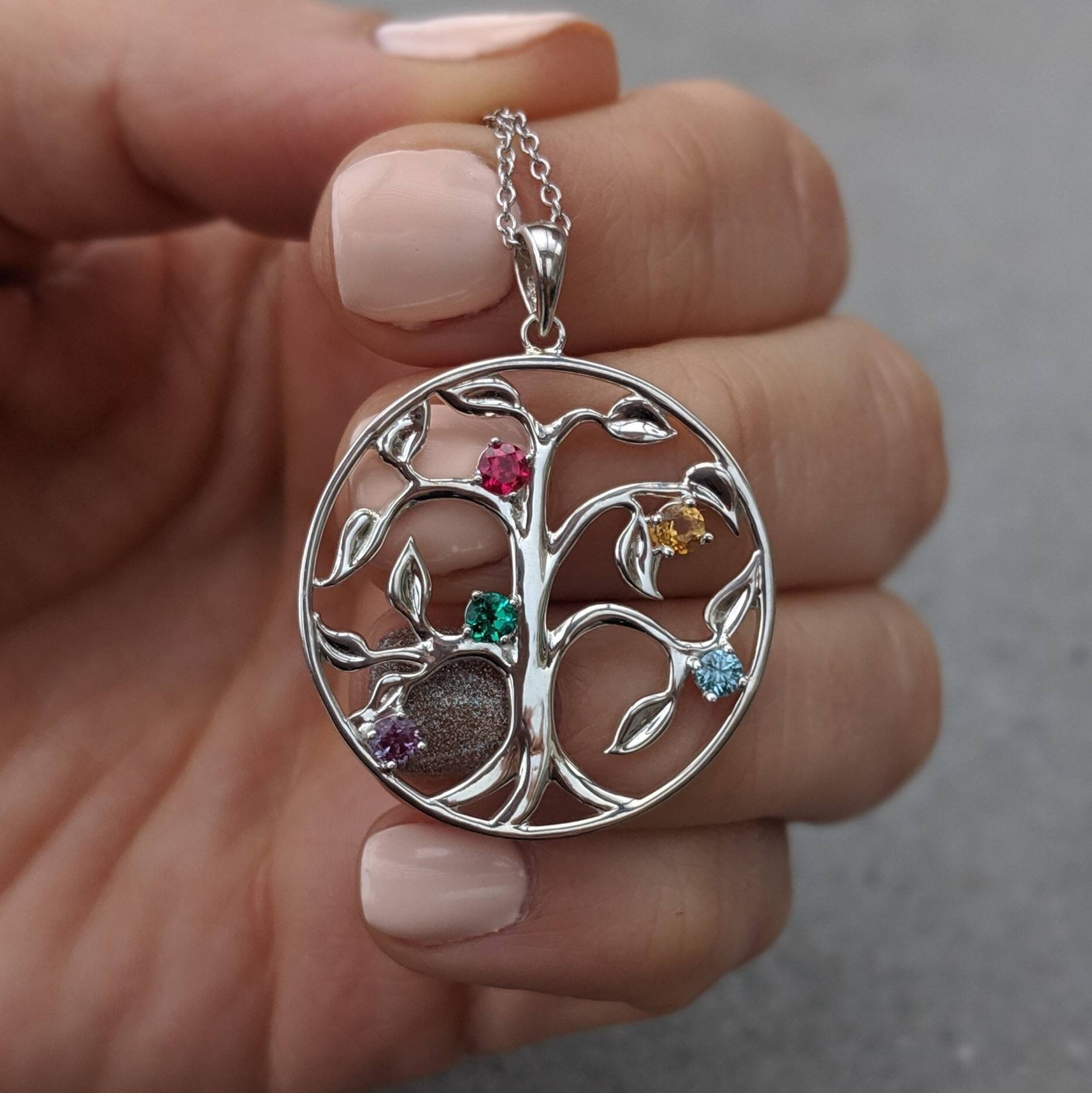 Personalized Family Tree Necklace Birthstone Jewelry