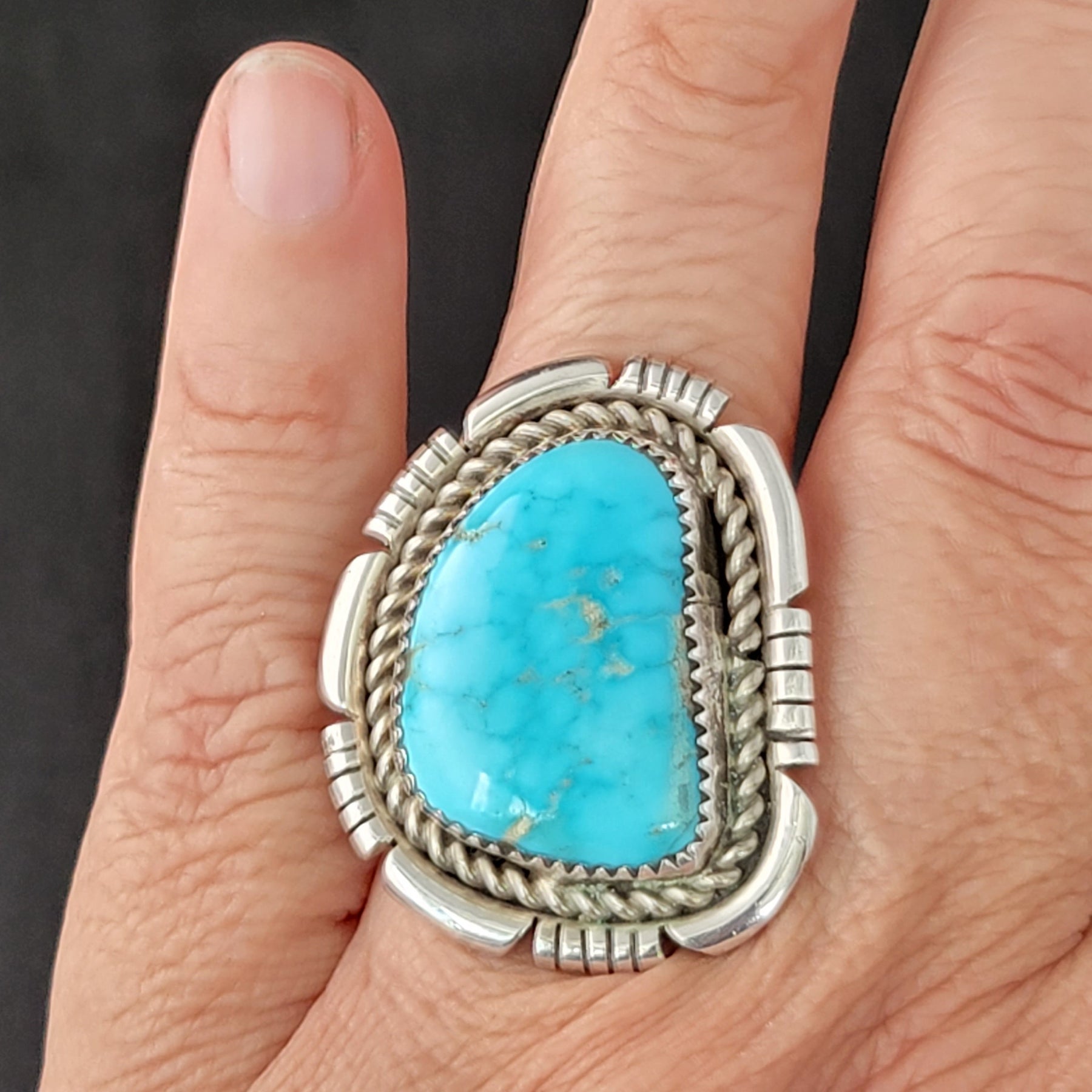 Natural Kingman Turquoise Inlay Ring