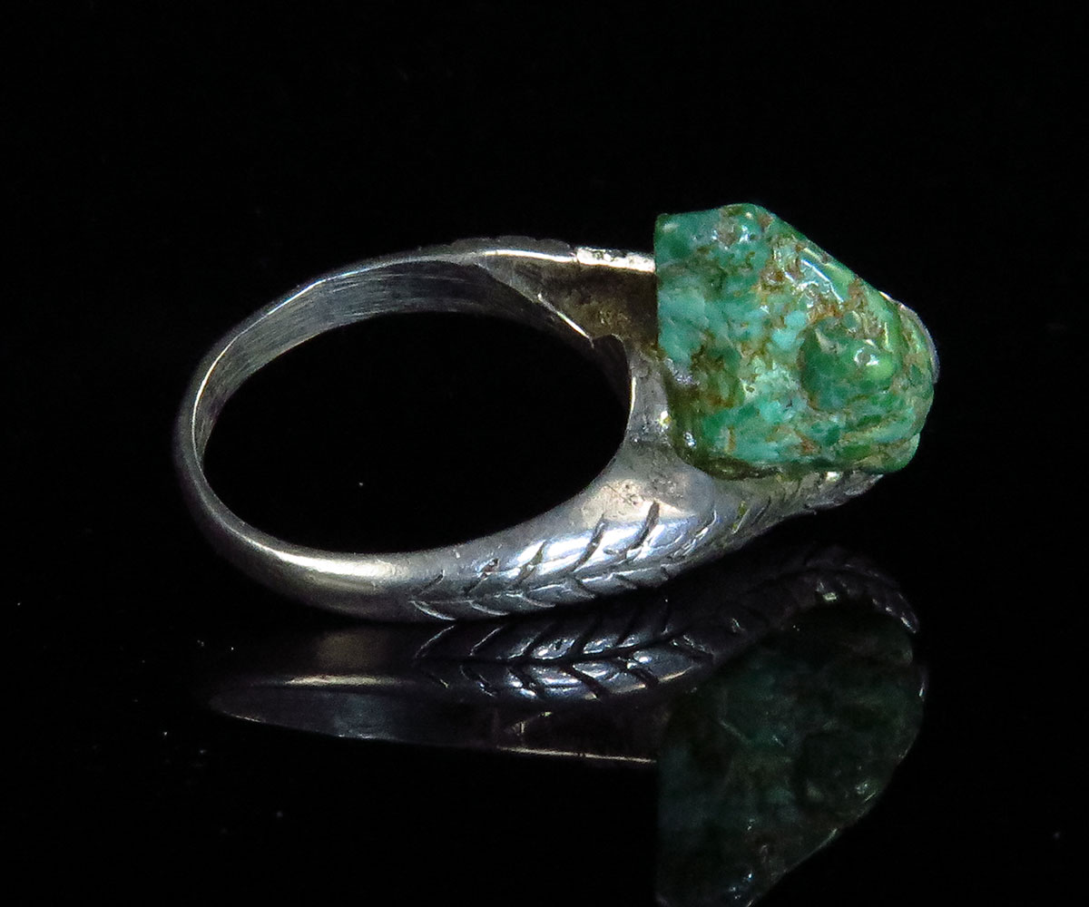 Hand Made Silver Ring with Natural Damele Turquoise
