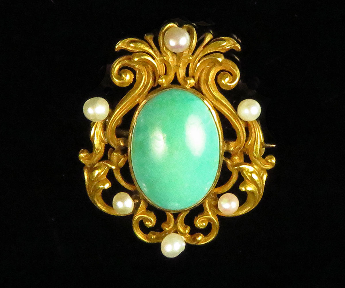 Victorian Gold Turquoise and Pearl brooch