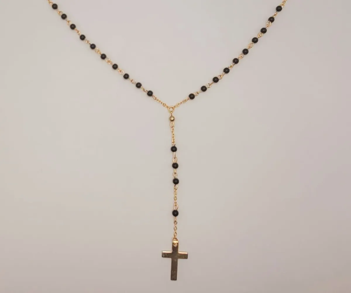 Rosary Gold Catholic Jewelry Plain Cross
