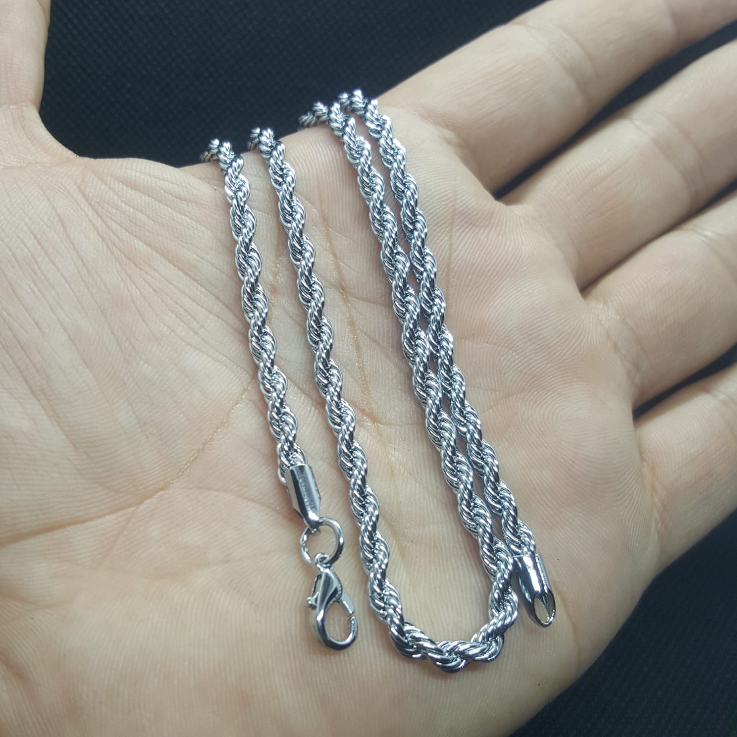 3mm Silver Rope Chain Necklace