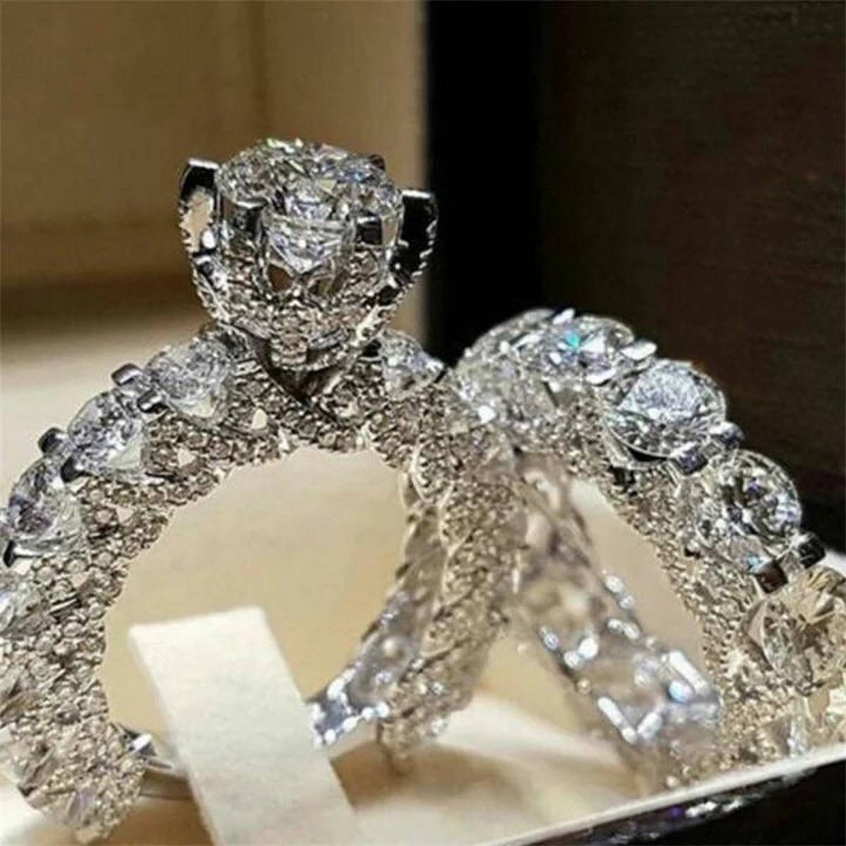 Trendy Classy Two Pieces Shinny Cubic Zircon Ring