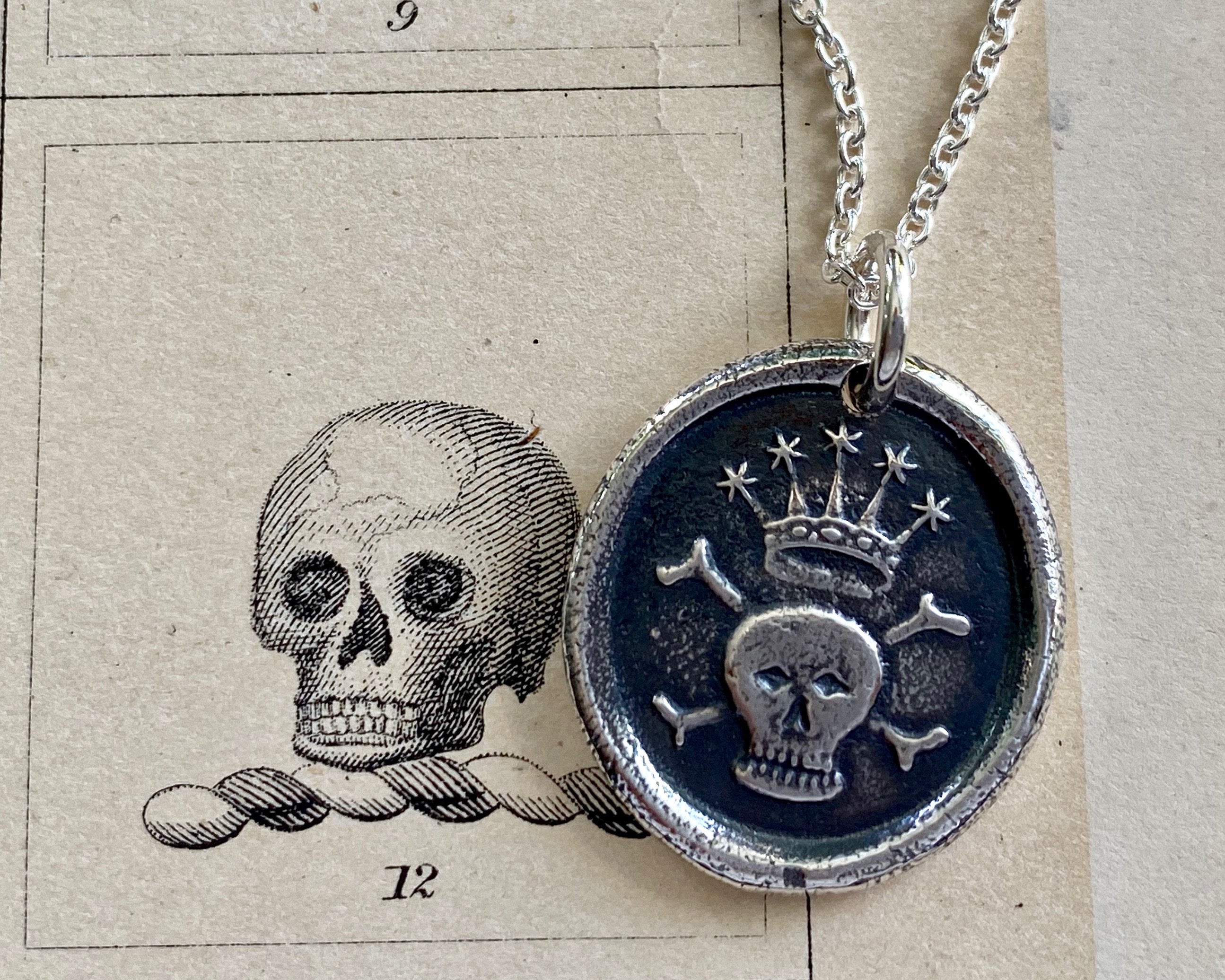 Skull And Crossbones Wax Seal Necklace
