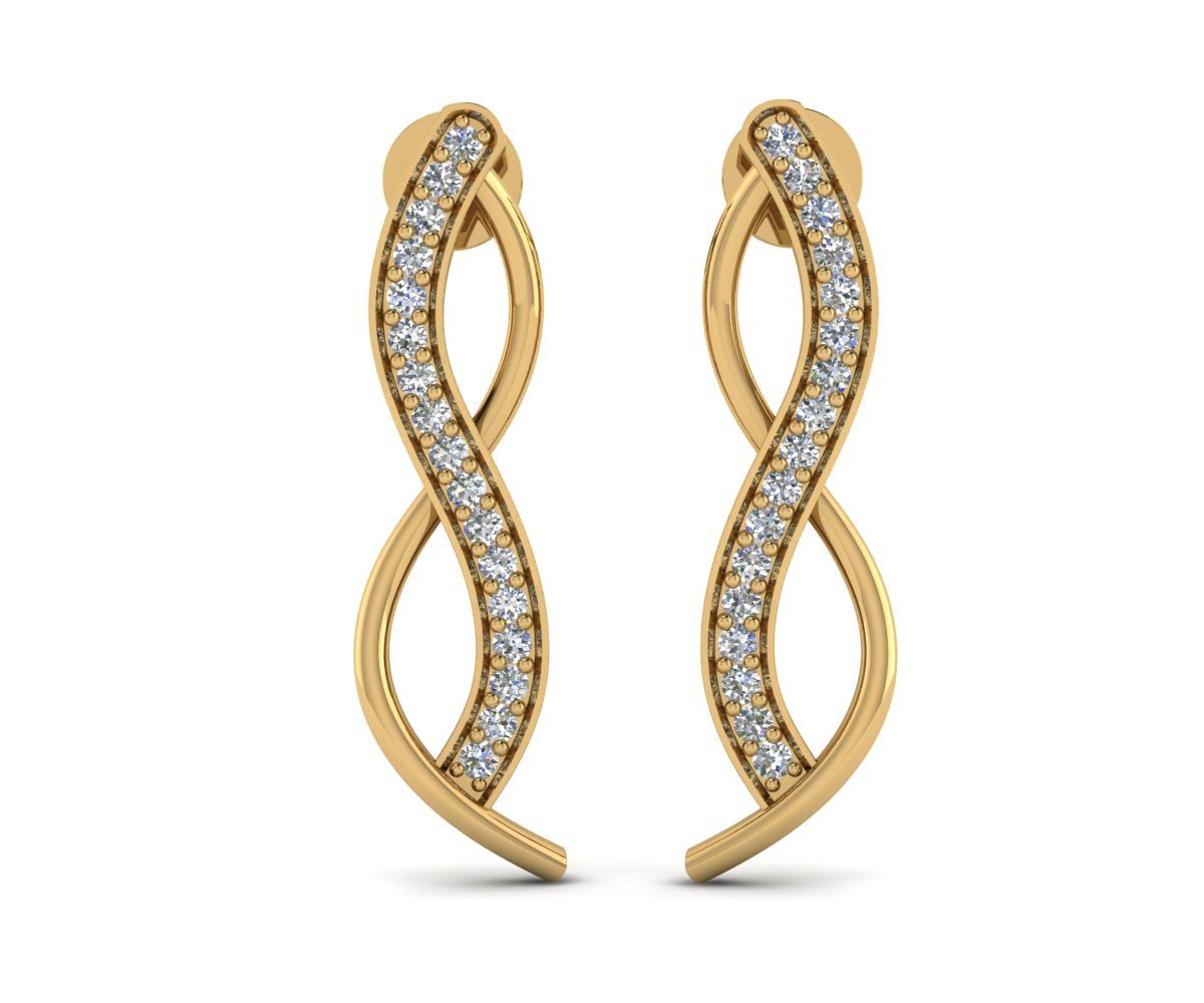 Carat Craft Elegant Twirl Diamond Drop Earrings