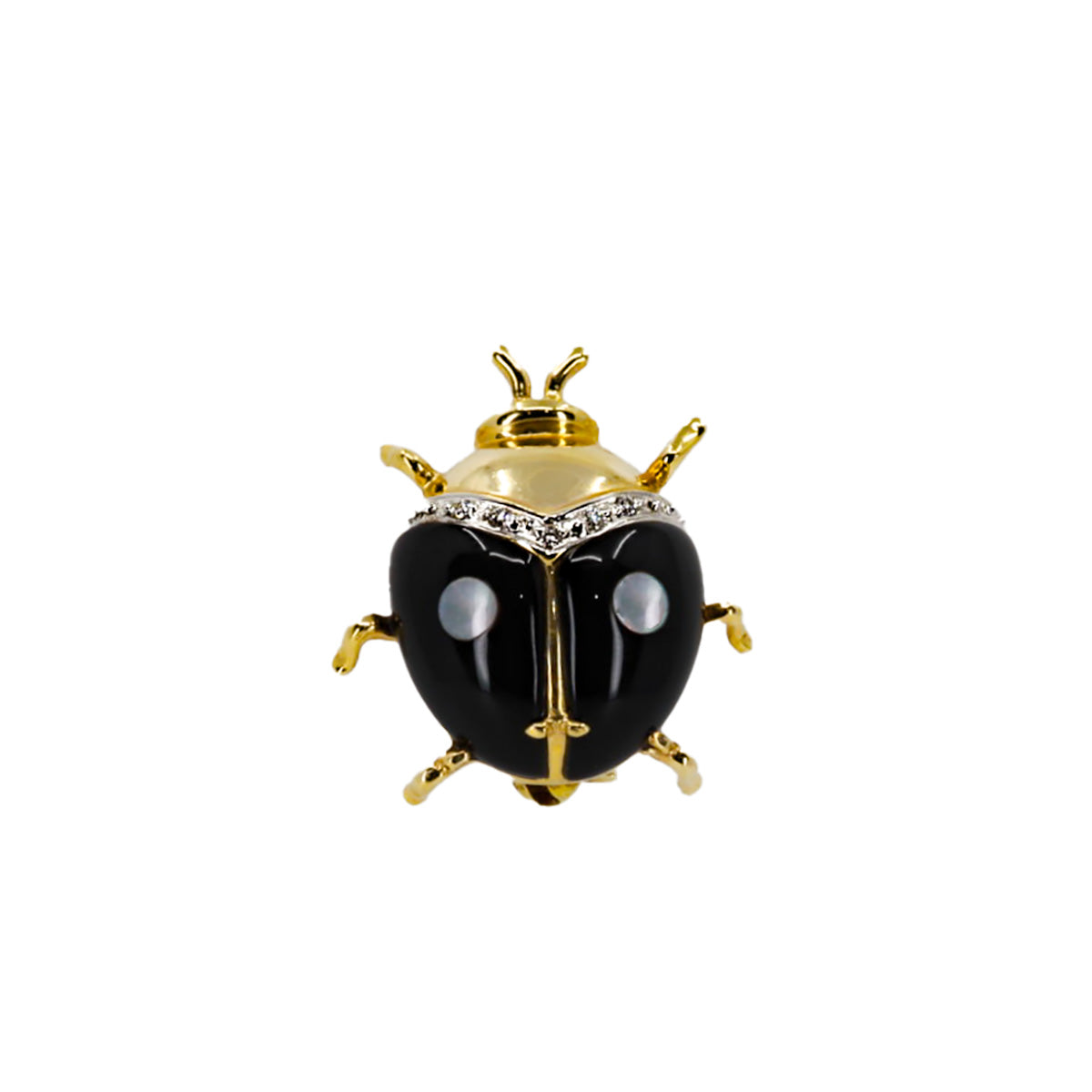 Black Onyx & DIamond Beetle Brooch