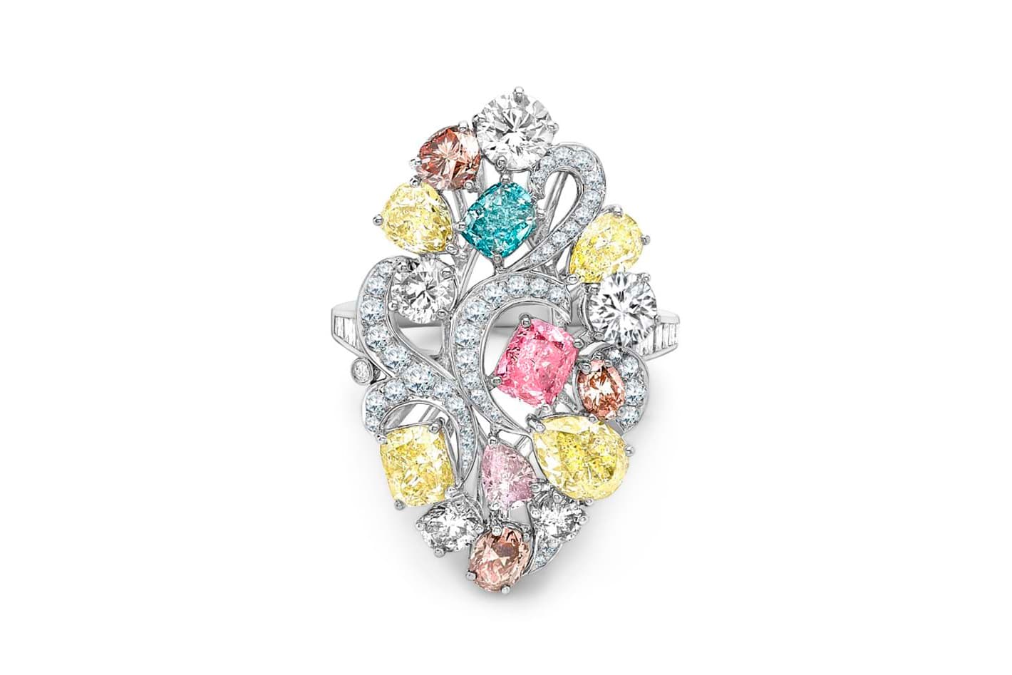 April Birthstone Fancy Colored Diamond Brooch
