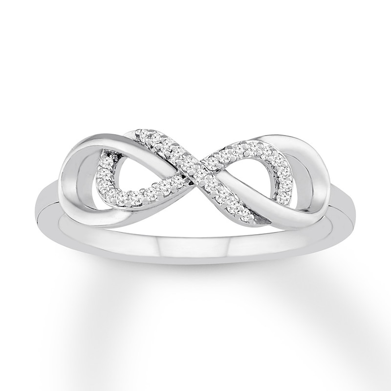 Diamond Infinity Ring Round Sterling Silver
