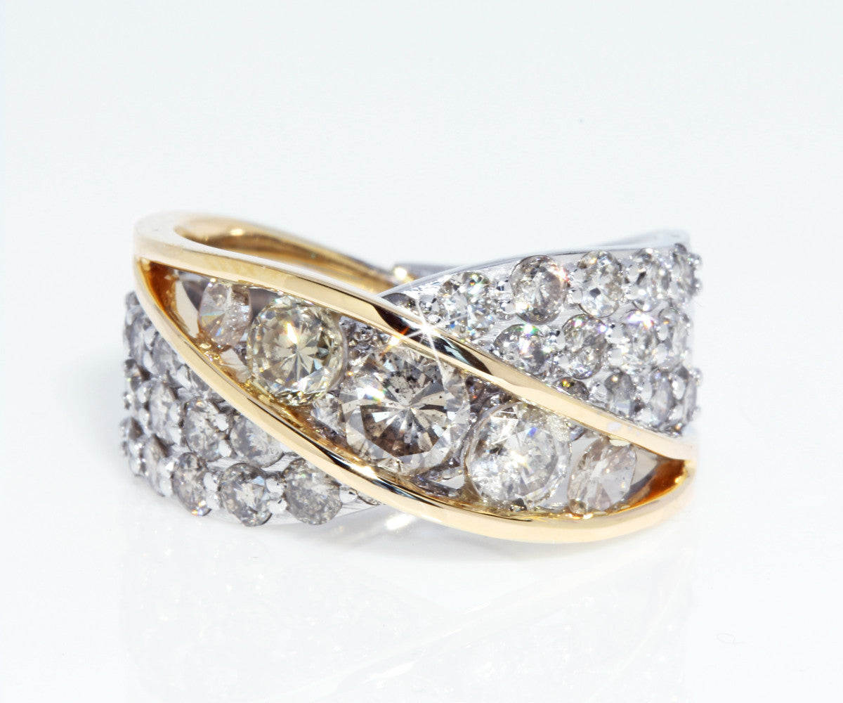 Two Tone Twist Pave Diamond Fashion Ring