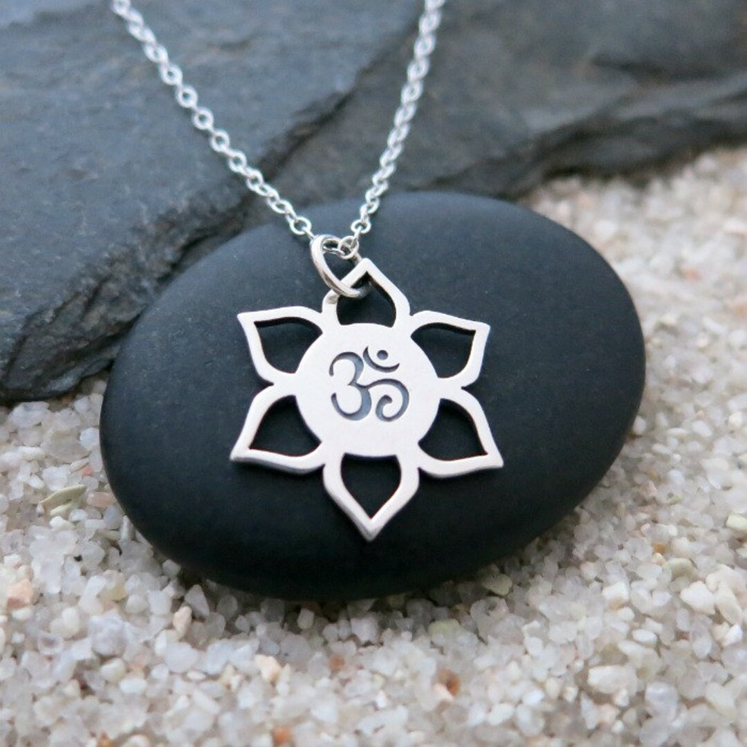 Om Lotus Necklace Sterling Silver