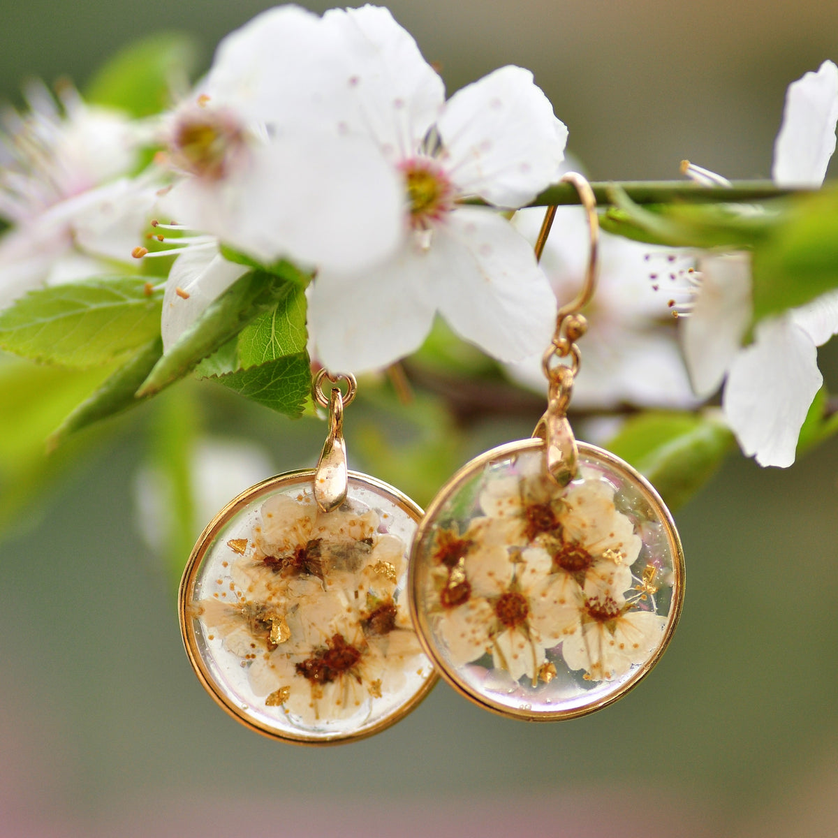 Yellow color cherry blossom earrings