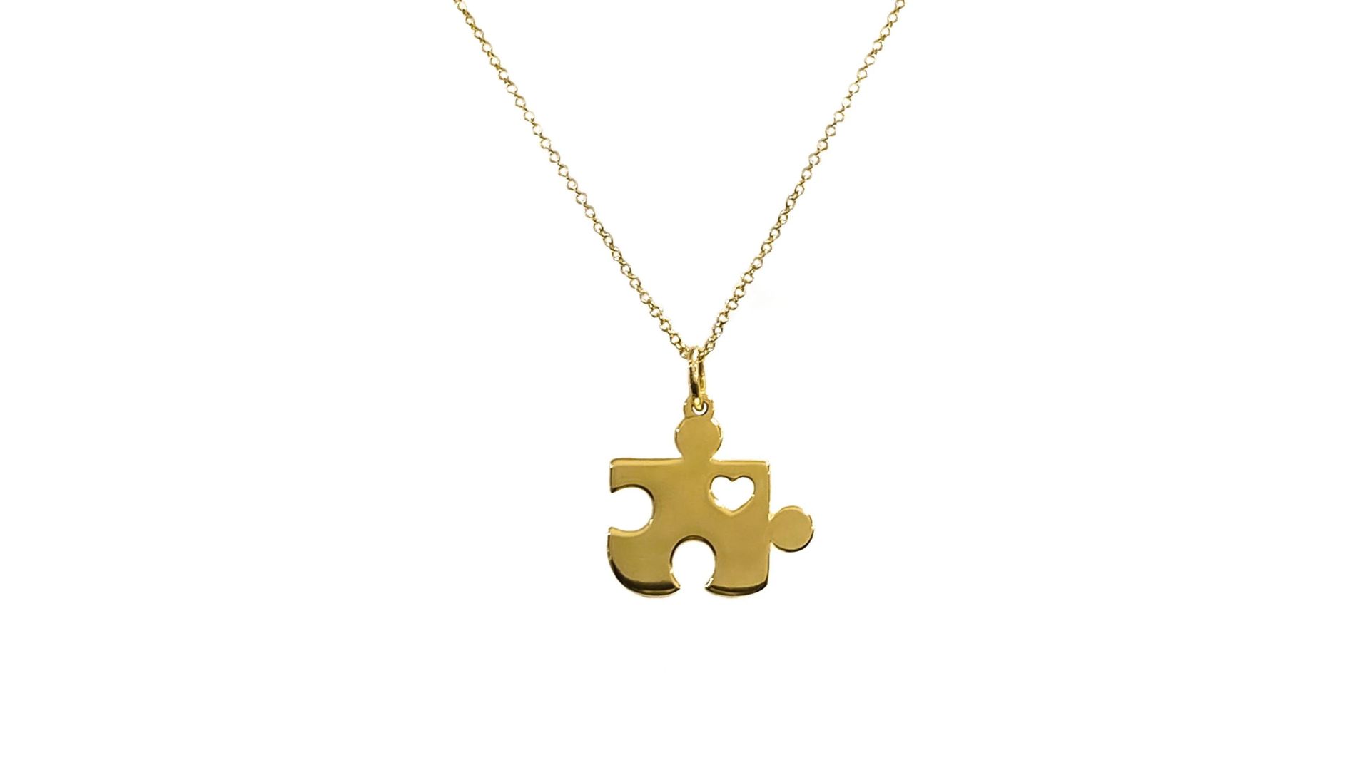 Yellow Gold Autism Awareness Necklace 