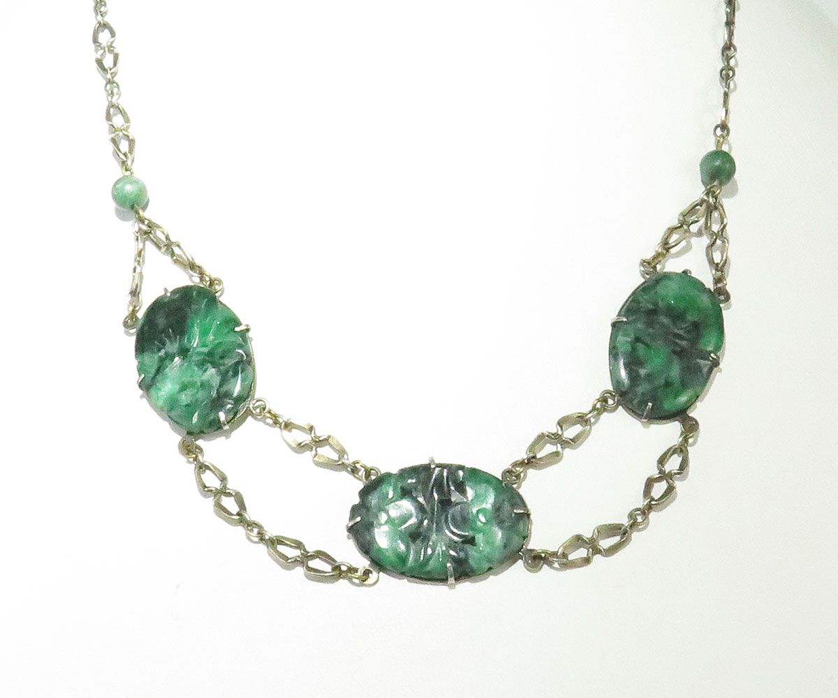 Vintage Sterling Jadeite Necklace
