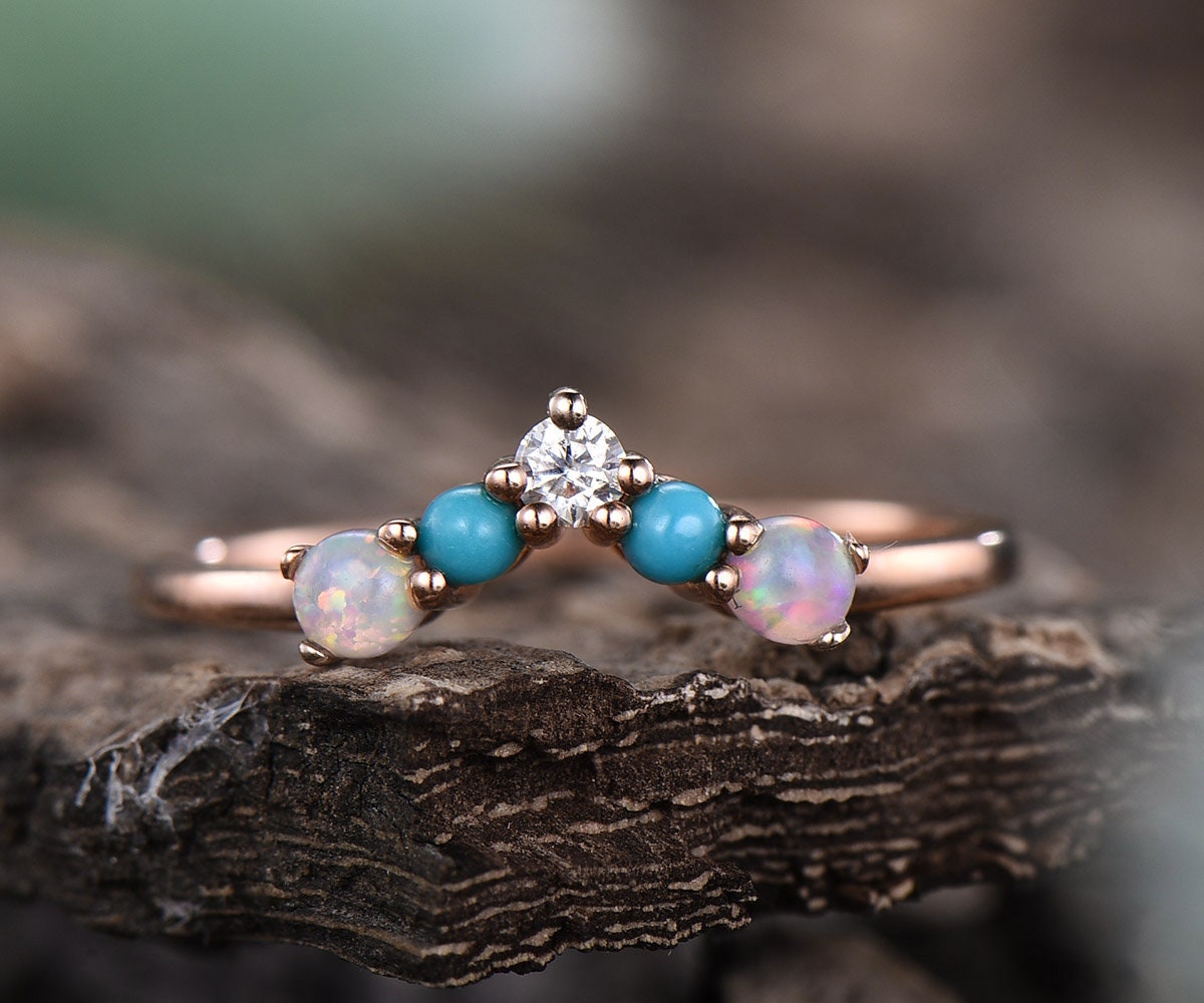 Opal Gold And Turquoise Wedding Band