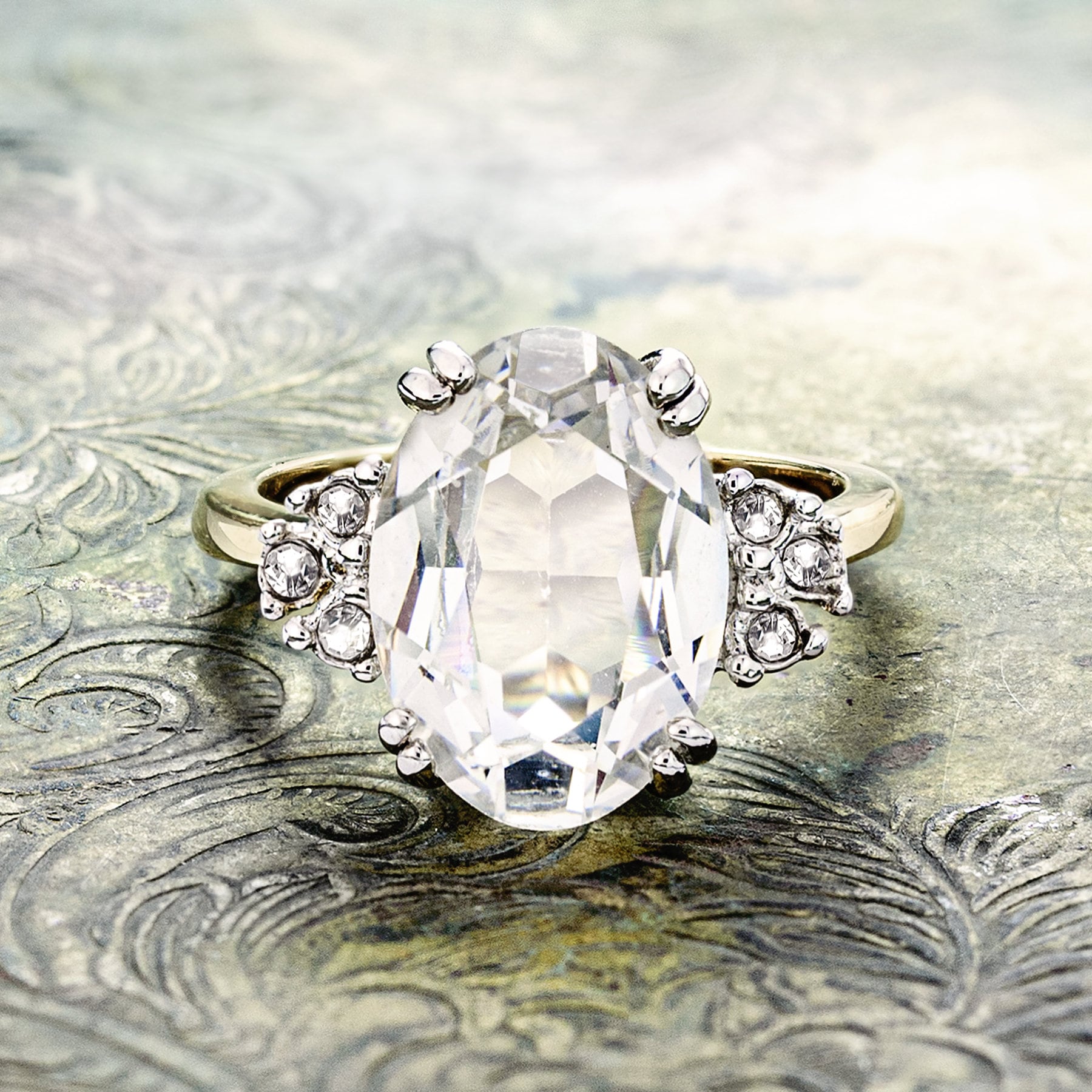 Clear Swarovski Crystal Ring 18k Gold