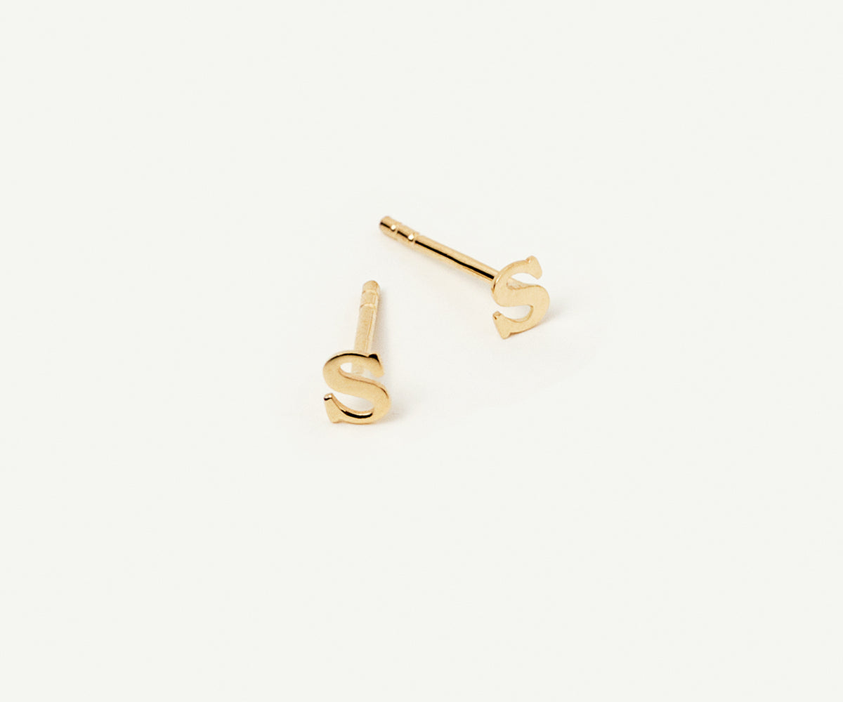 Gelin Custom Tiny Letter Stud Earring in 14K Gold