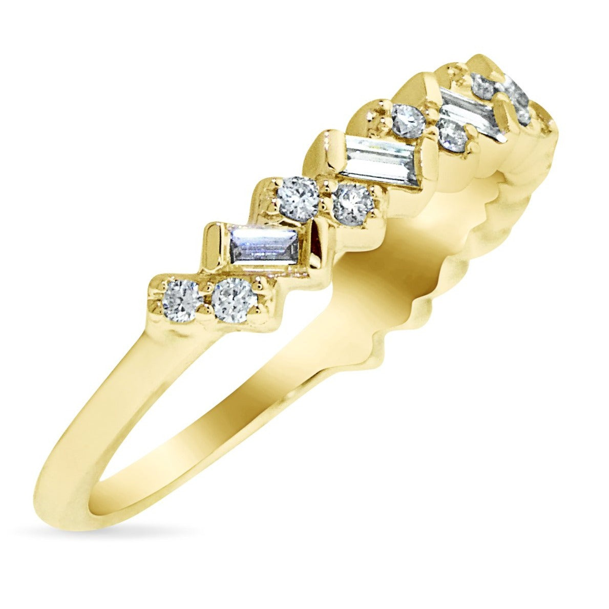 Gold And Diamonds Baguette Wedding Band