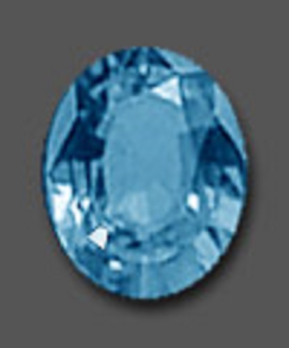 A polished multifaceted round London blue topaz