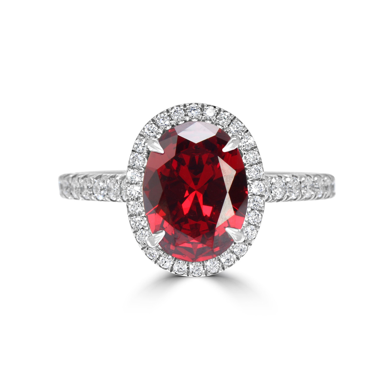Oval Ruby Halo Diamond Ring