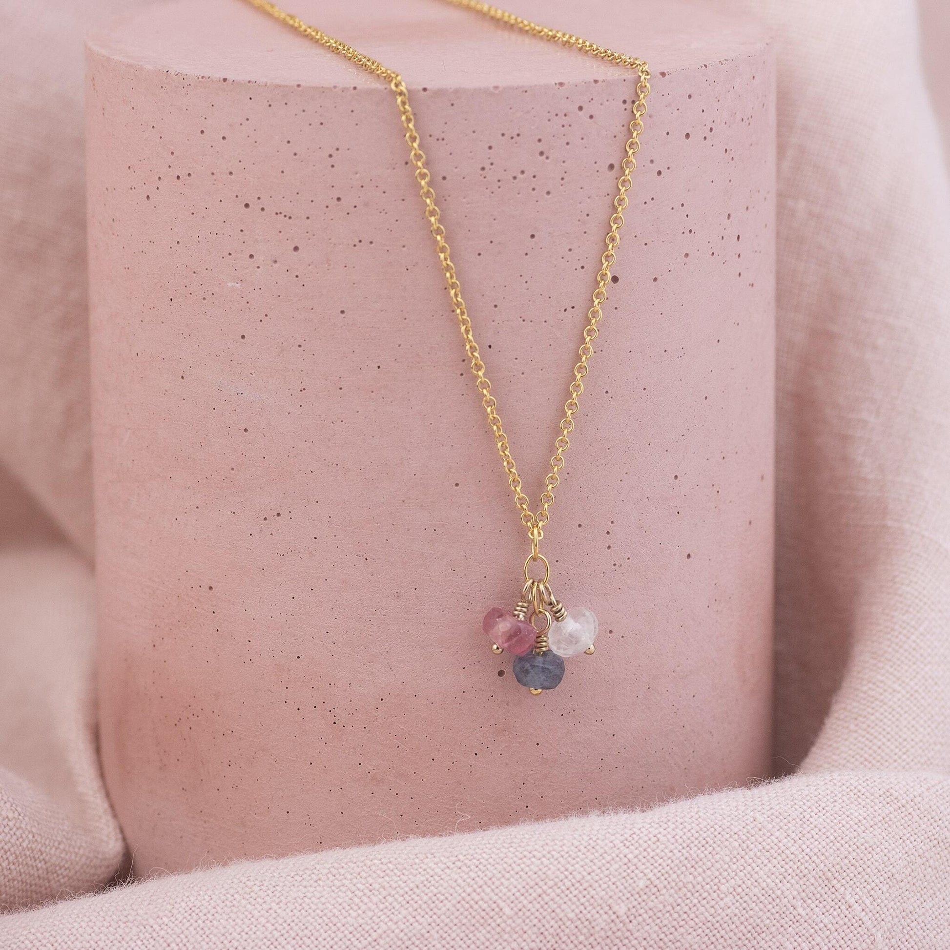 Dainty Family Birthstone Cluster Necklace