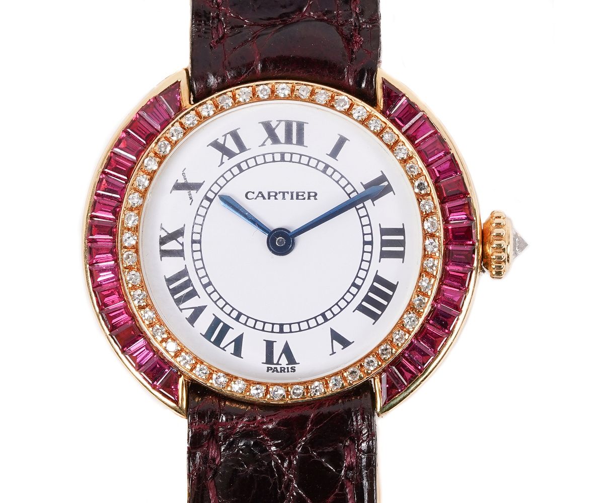 Cartier Ruby & Diamond Wrist Watch