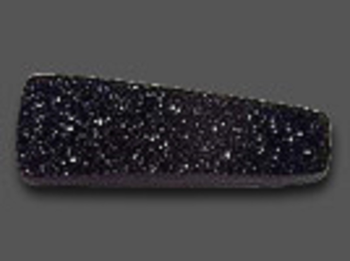 A rectangular black drusy that narrows down a bit on the right side, with sparkling bits on it