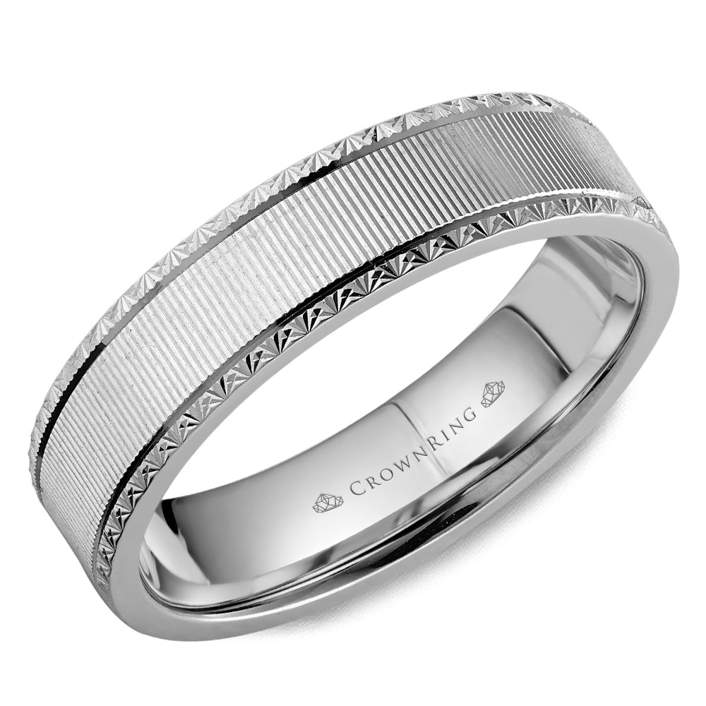 Classic Wedding Band With Carved Detailing