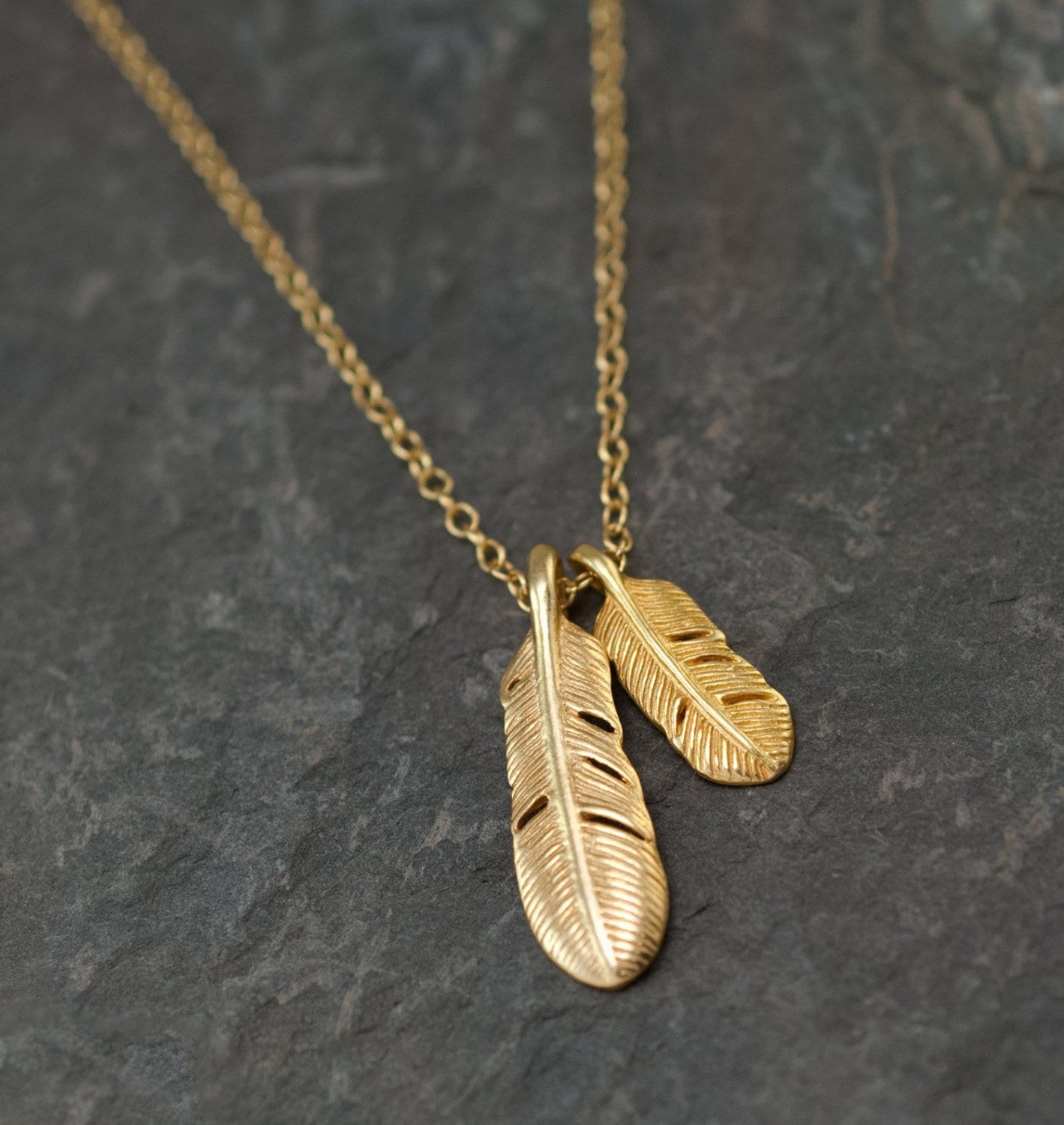Dainty Feather Necklace Simple Gold