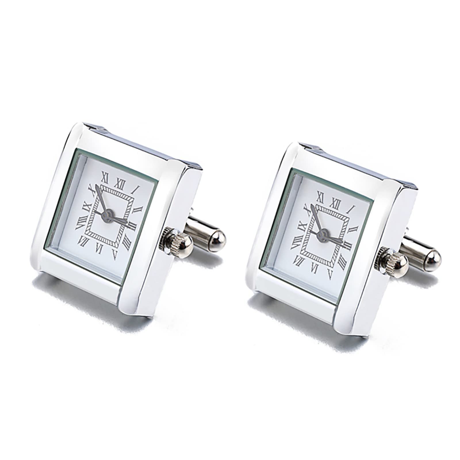 Functional Watch for Men Square Real Clock Cuff Links
