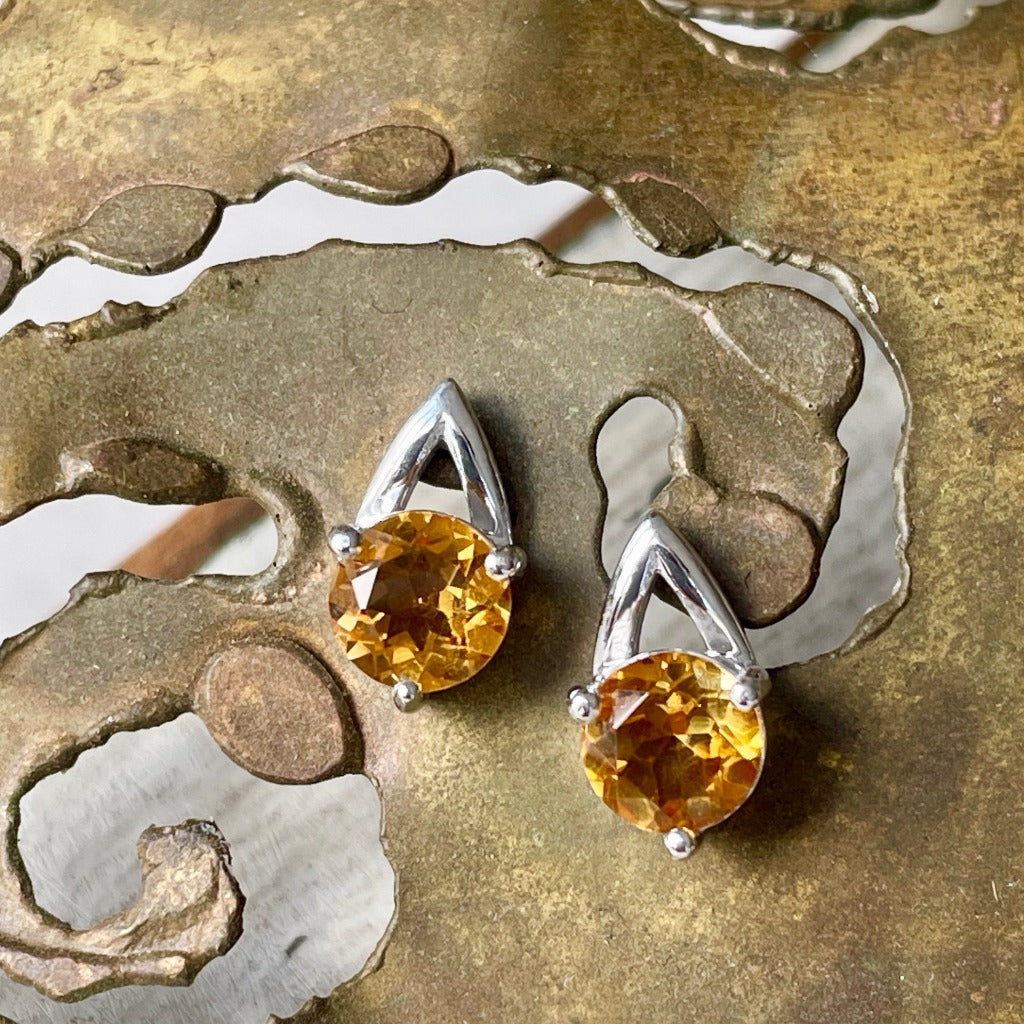 Silver And Citrine Earring
