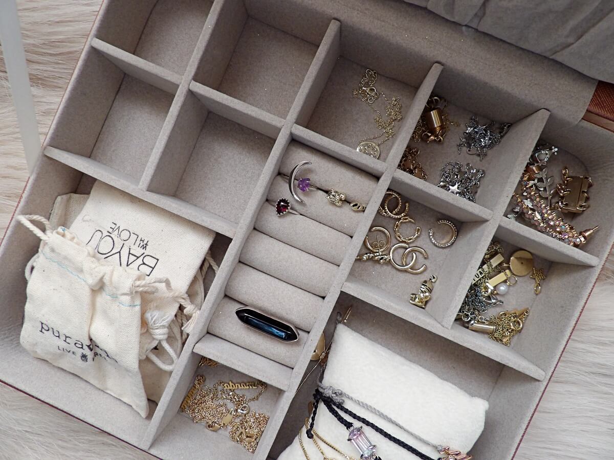 Accessories on a jewelry box
