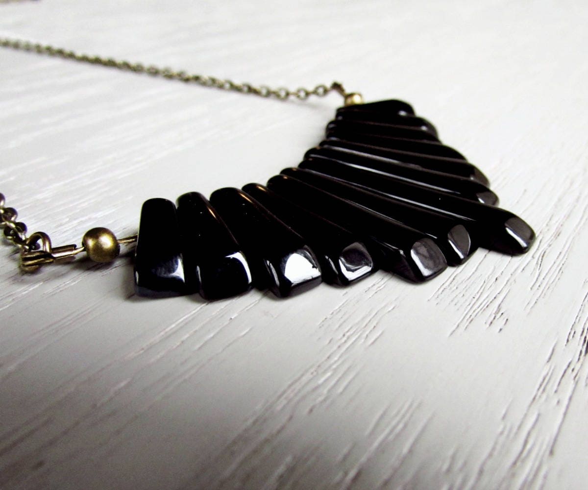 Black Onyx Necklace, Onyx Bib Necklace