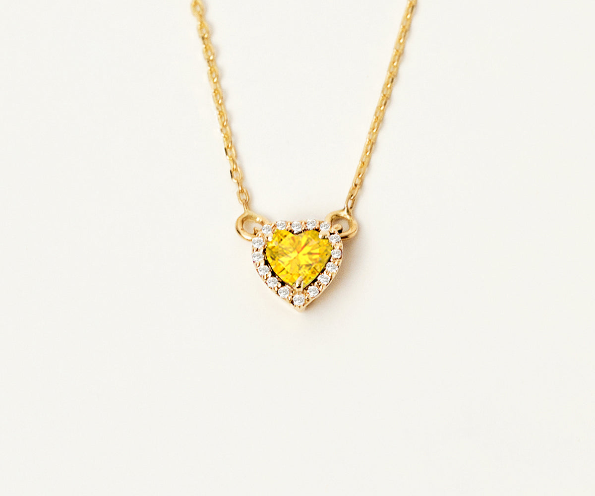November Gelin Diamond Birthstone Heart Necklace in 14K Gold