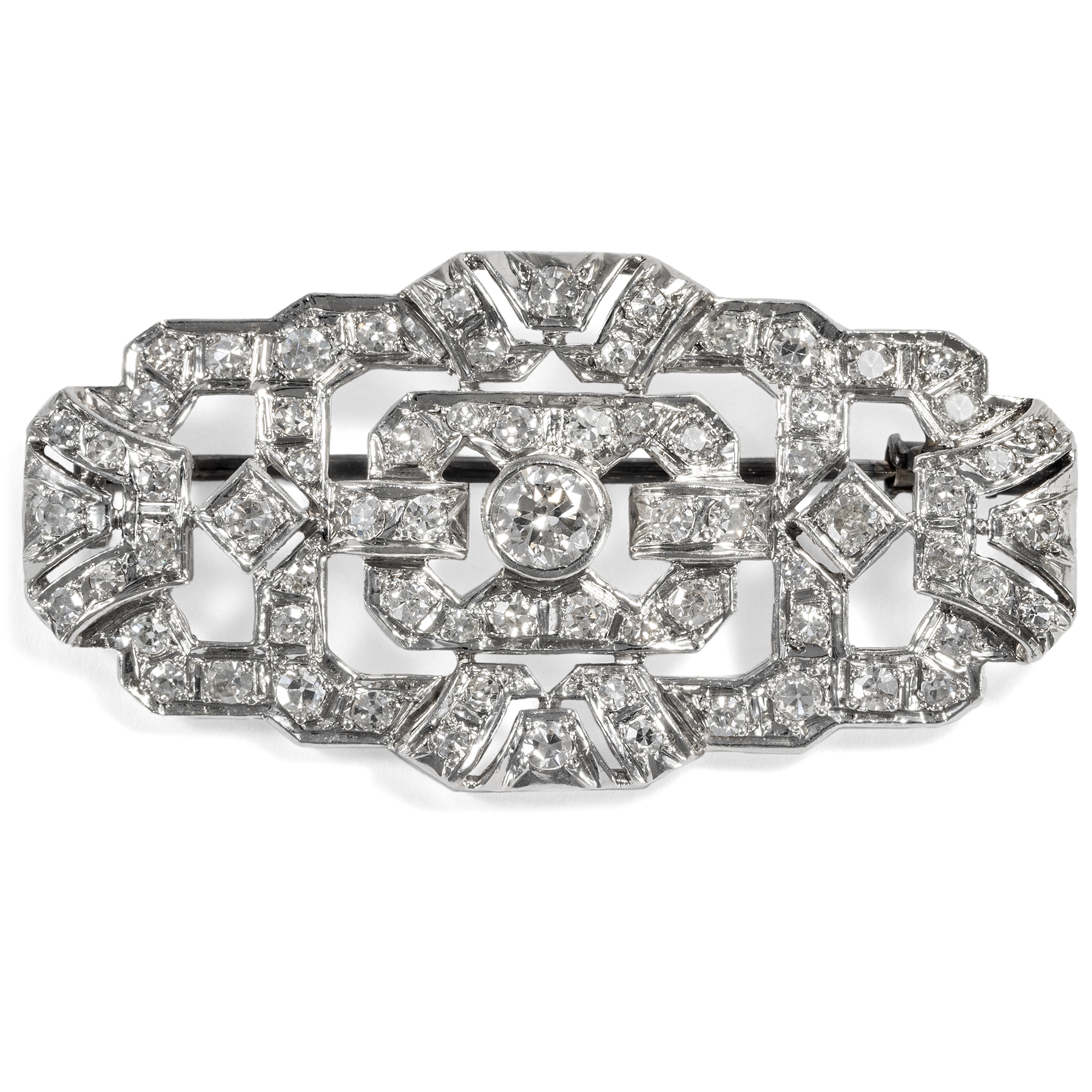 Elegant Art Deco Brooch With Diamonds
