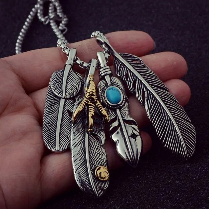 Vintage Feather Eagle Claw Pendant
