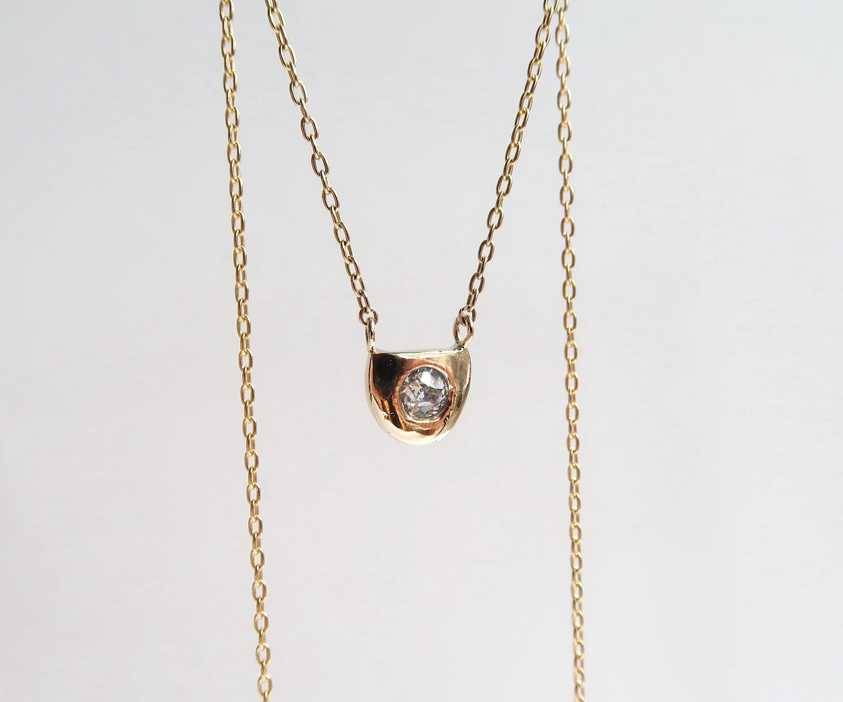 Half Moon Diamond Frame Necklace