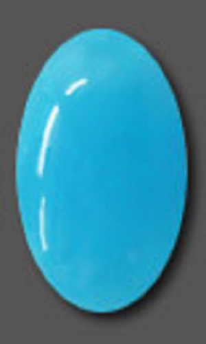 A polished narrow oval-shaped blue hemimorphite