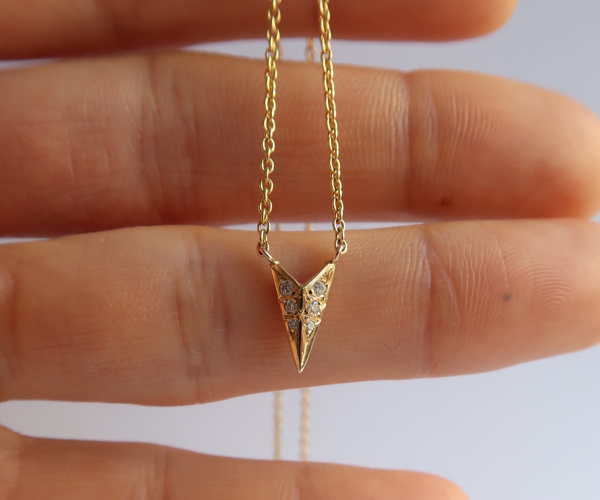 Arrow Diamond Gold Pendant Necklace