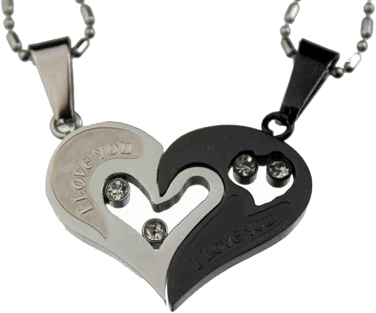 Jewelry Lovers Couple Two-Tone Heart Pendant