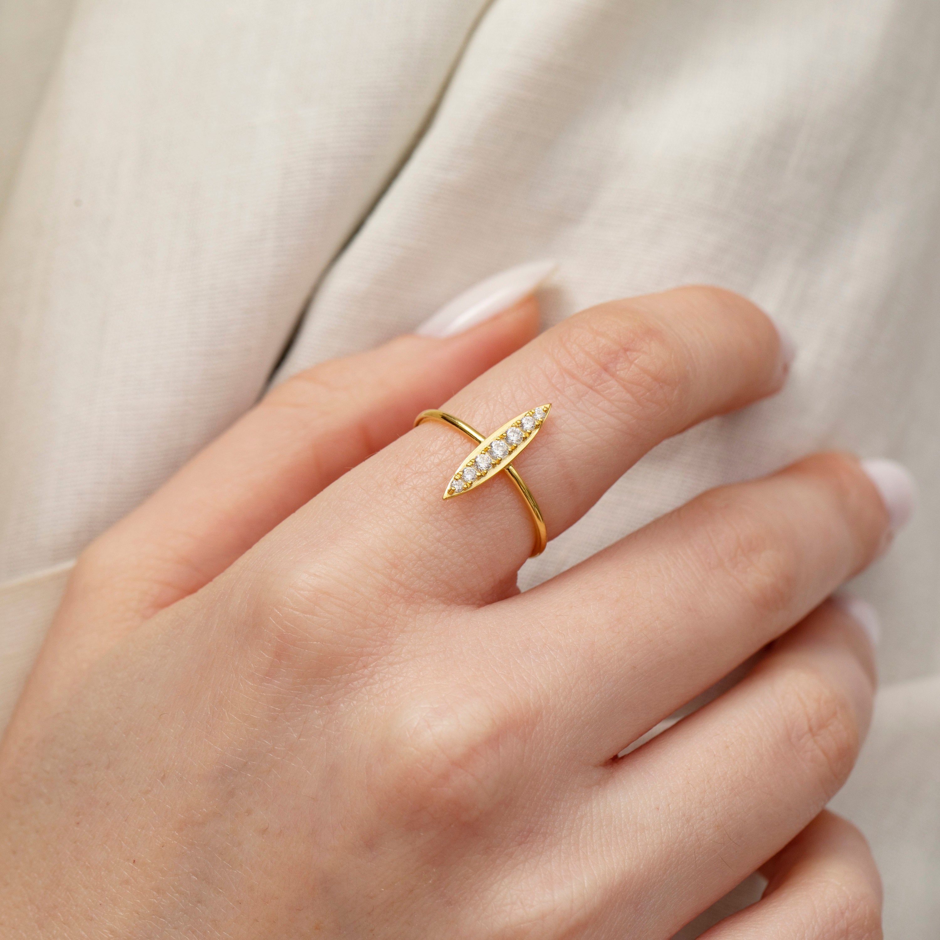 Solid Gold Minimalist Ring Geometric Design