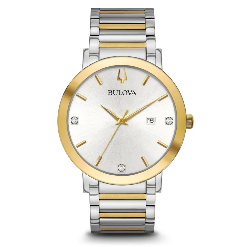 Modern White and Yellow Tone Diamond Watch