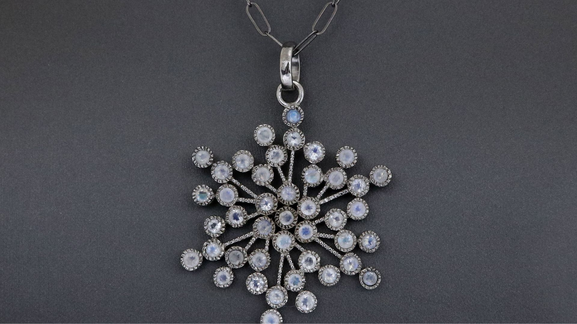 Sterling Silver Moonstone Snowflake Artisan Handcrafted