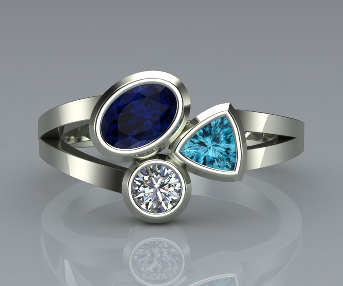Modern Mother's Sapphire and Zircon Ring