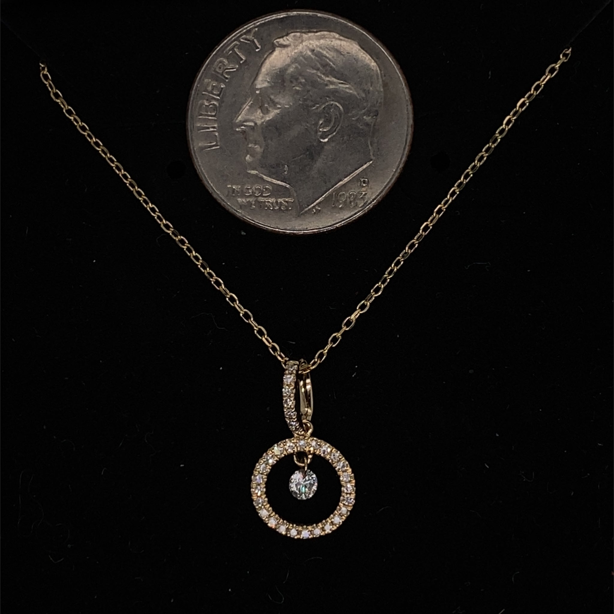 Floating Diamond Circle Pendant Necklace