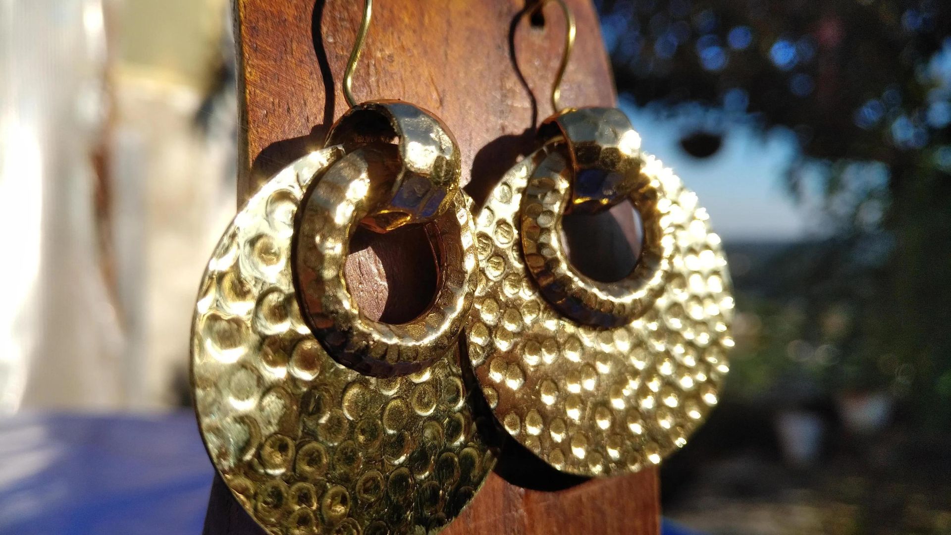 Hammered Brass Earrings Gift
