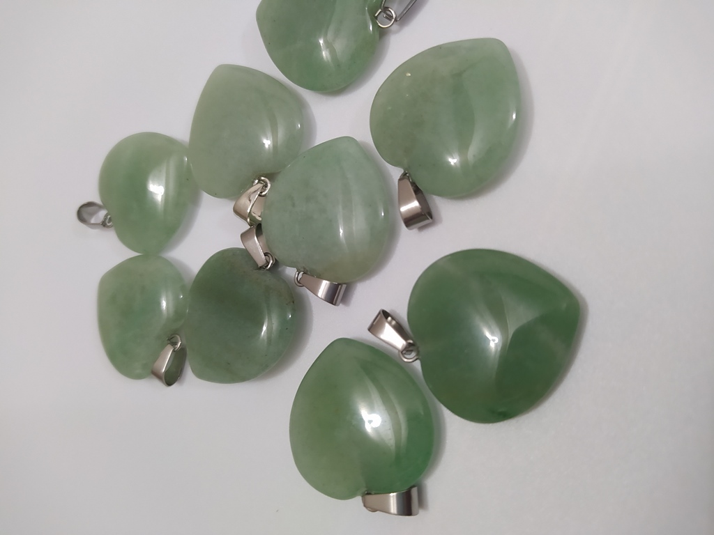 Heart Shape Green Aventurine Stone Green Crystal Pendant