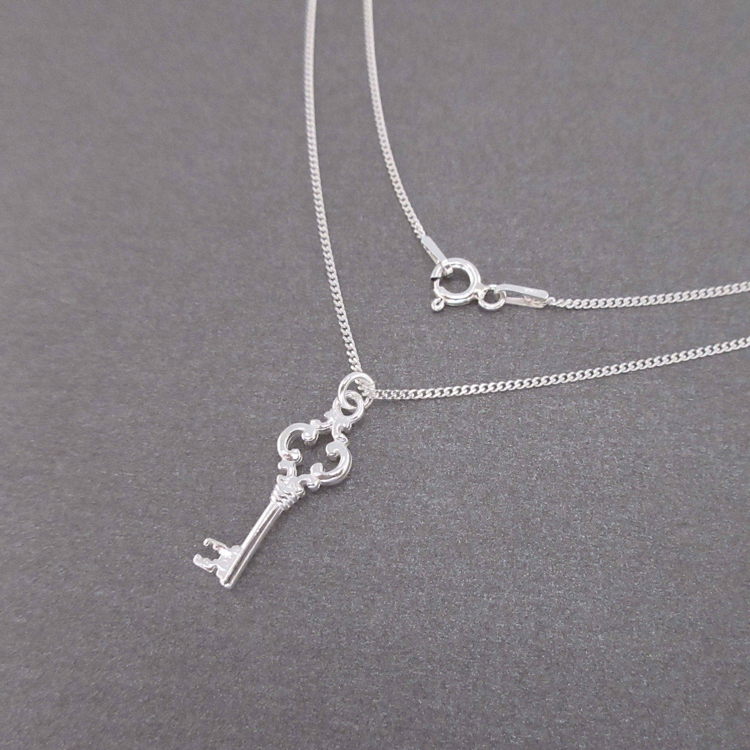 Necklace Small Pendant Minimalist Key Delicate Silver